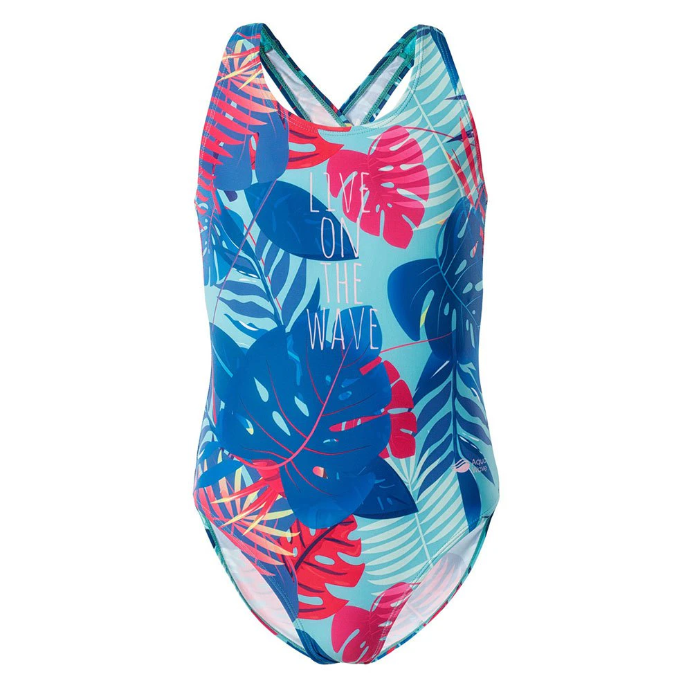 Aquawave Girls Salava One Piece Swimsuit (Blue/Curacao Jungle) - IG145