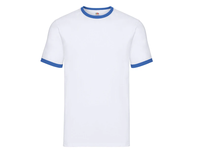 Fruit of the Loom Mens Contrast Ringer T-Shirt (White/Royal Blue) - PC6357