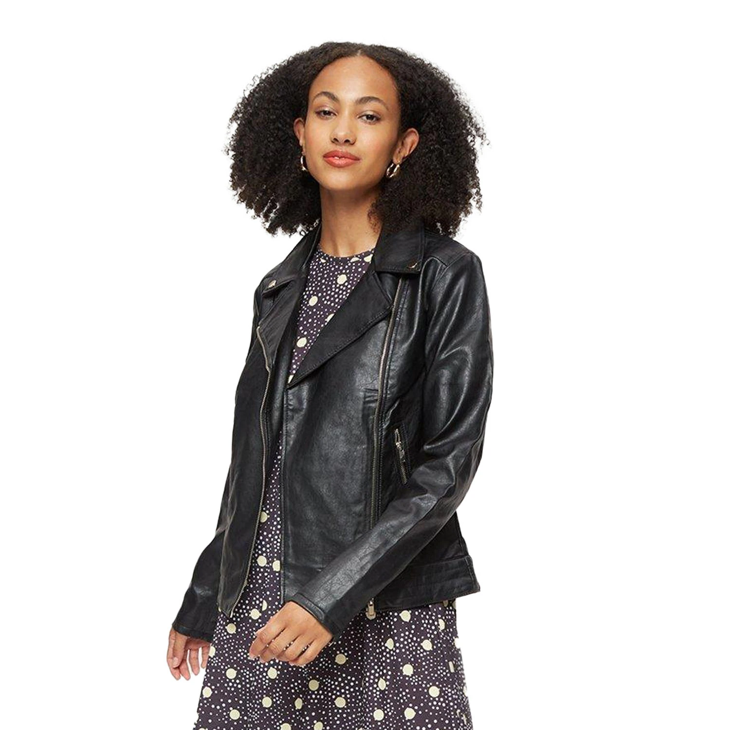 Dorothy Perkins Womens Faux Leather Tall Biker Jacket (Black) - DP231