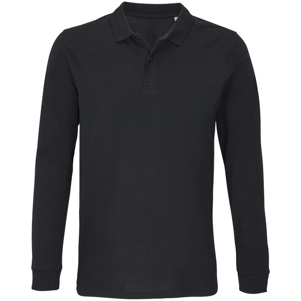 SOLS Unisex Adult Planet Piqué Long-Sleeved Polo Shirt (Black) - PC6499