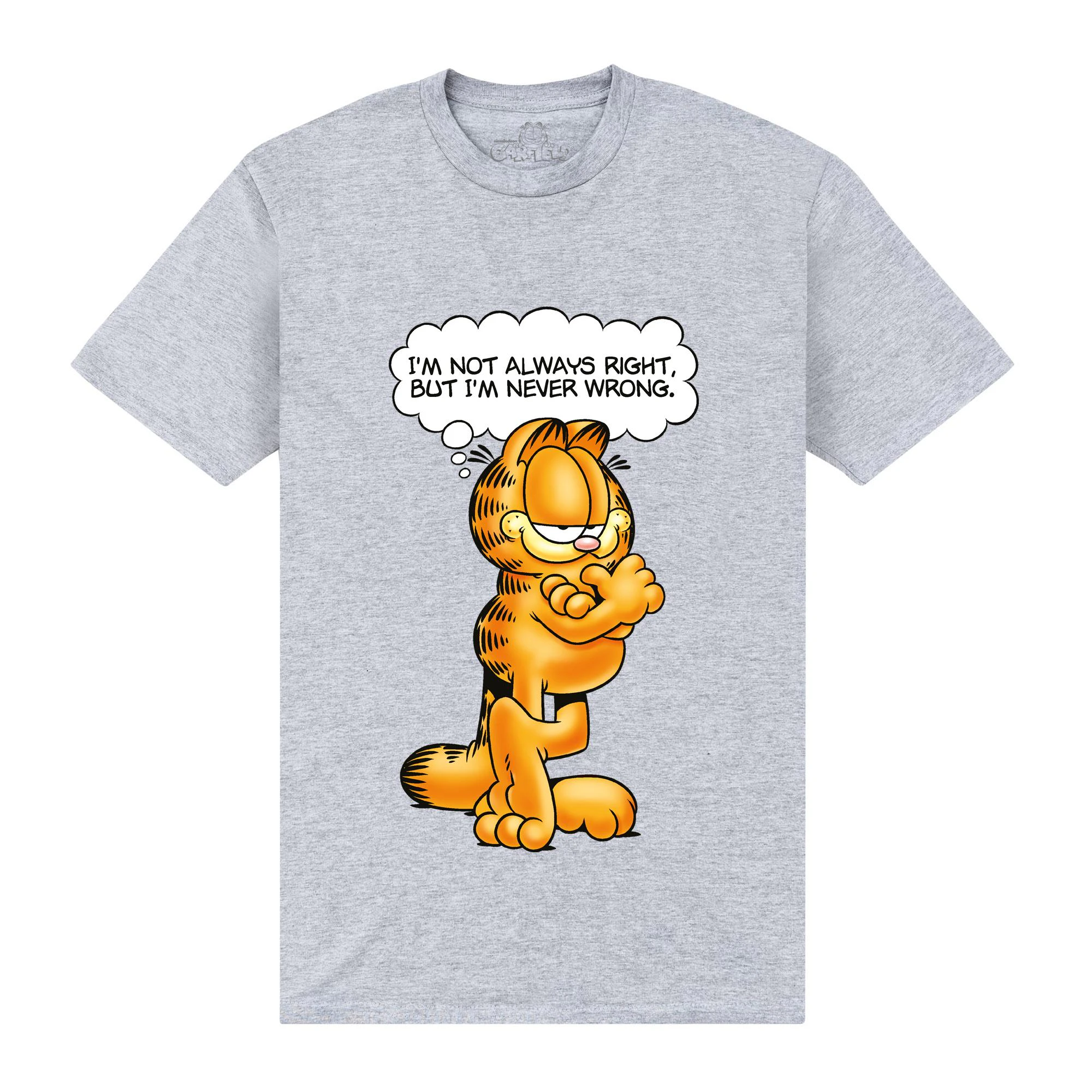 Garfield Unisex Adult Never Wrong T-Shirt (Heather Grey) - PN224