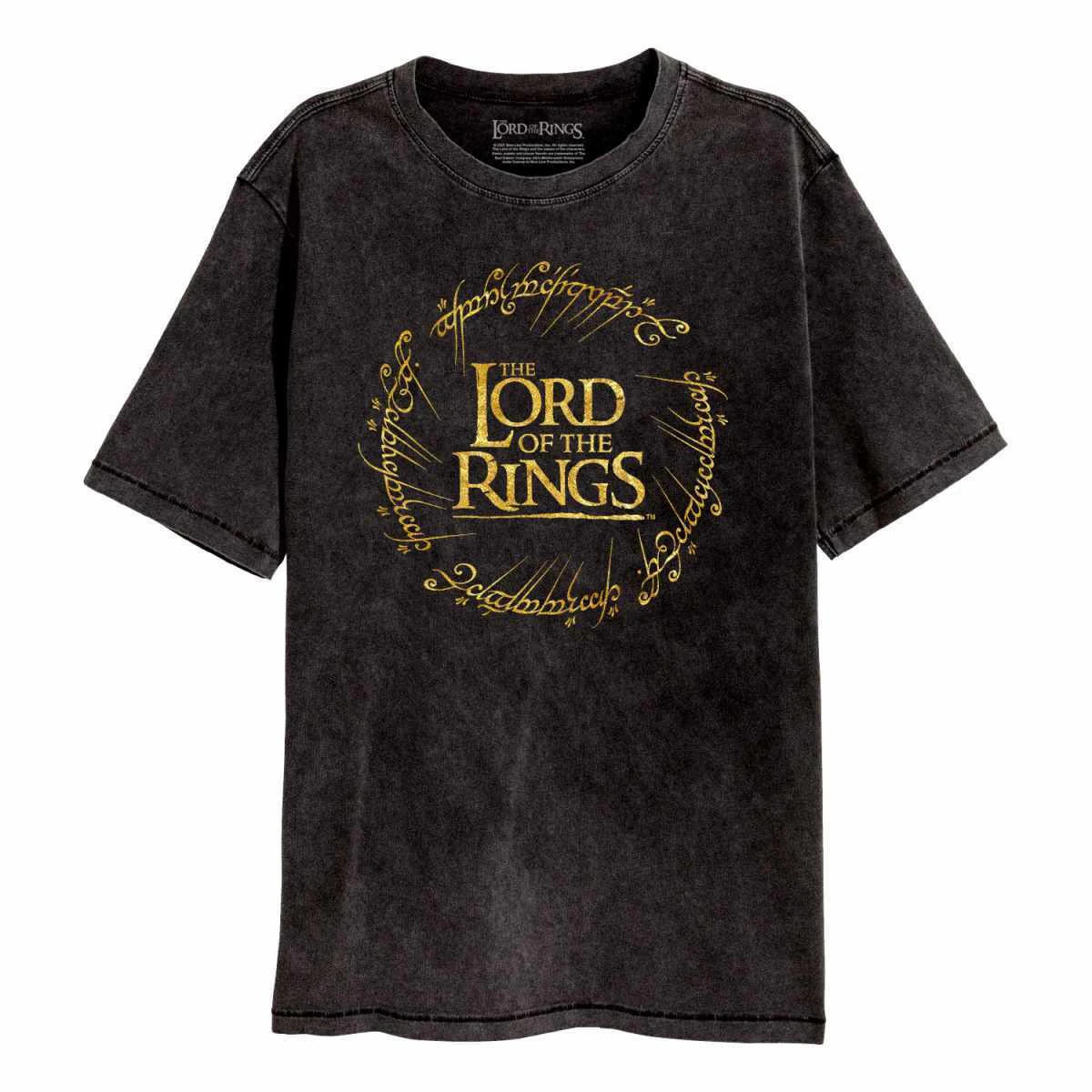 Lord Of The Rings Unisex Adult Gold Foil T-Shirt (Vintage Black) - HE795