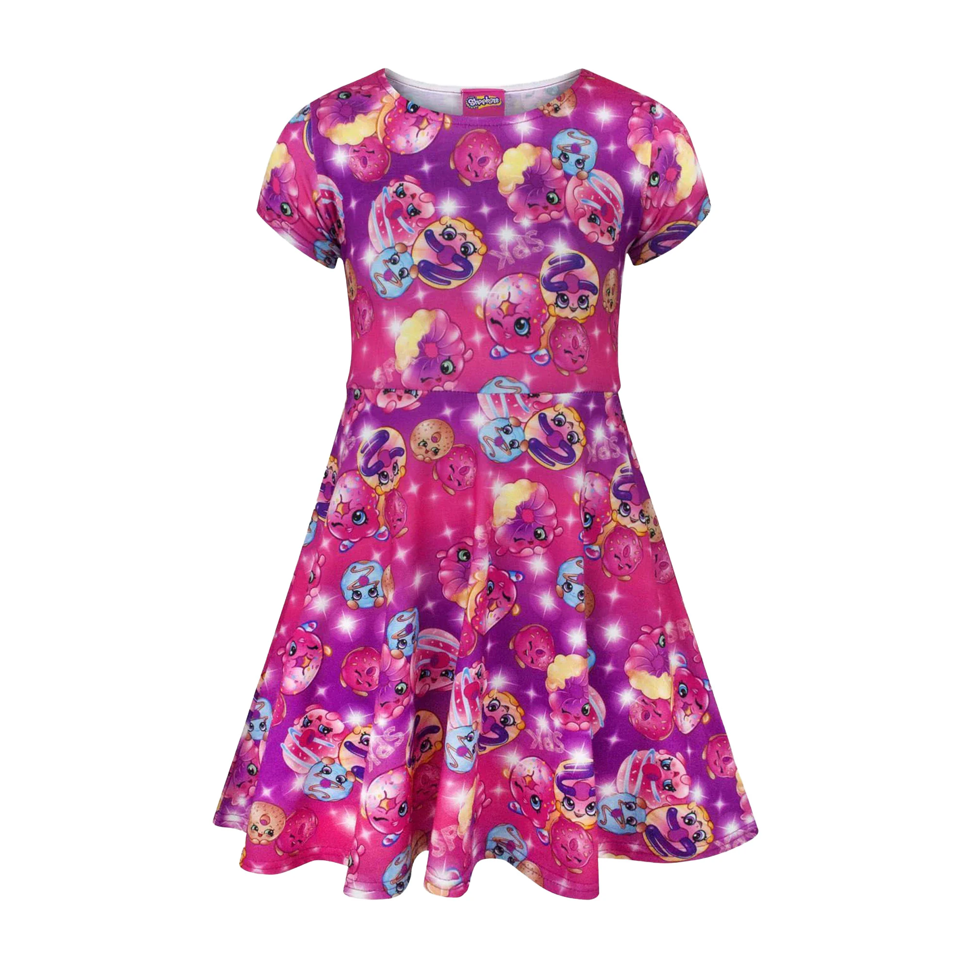 Shopkins Girls D´Lish Donut Short-Sleeved Skater Dress (Purple/Pink) - NS7244