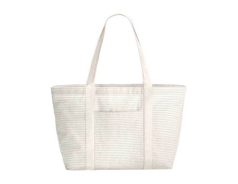 Westford Mill Striped Organic Cotton Shopper Bag (Grey) - RW9900