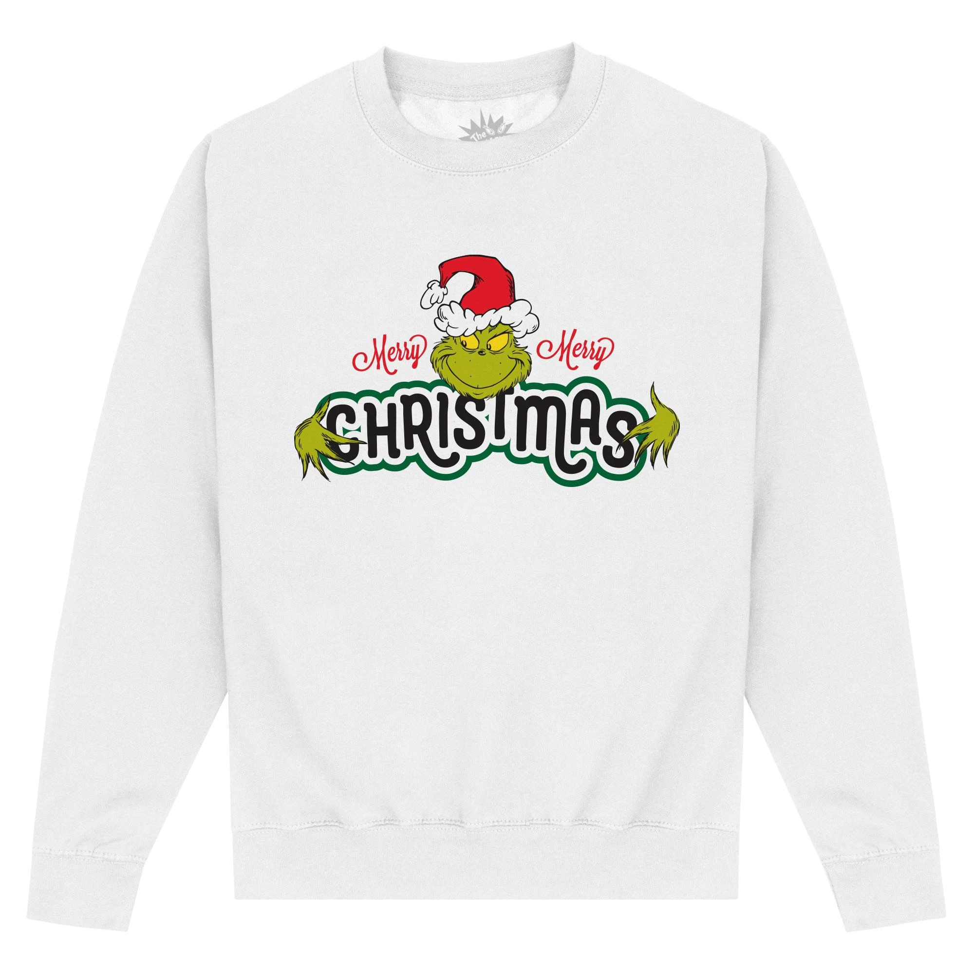 The Grinch Unisex Adult Merry Christmas Sweatshirt (White) - PN136