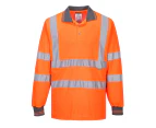 Portwest Mens Hi-Vis Long-Sleeved Safety Polo Shirt (Orange) - PW535