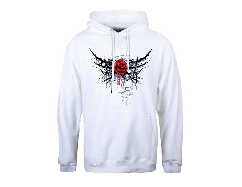 Grindstore Mens Pierced Rose Hoodie (White/Red/Black) - GR4591