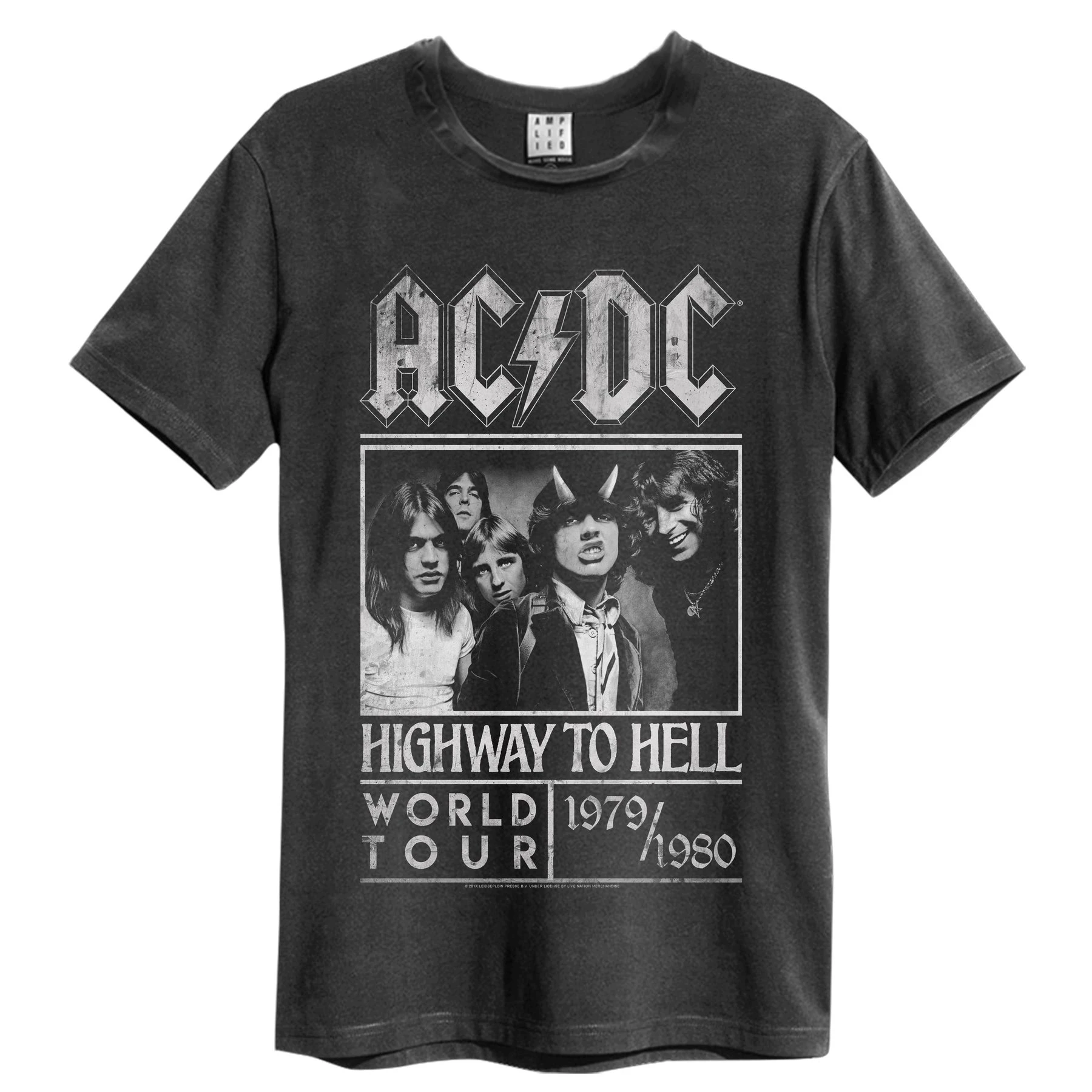 Amplified Mens AC/DC Highway To Hell Poster Mens T-Shirt (Charcoal) - NS5157