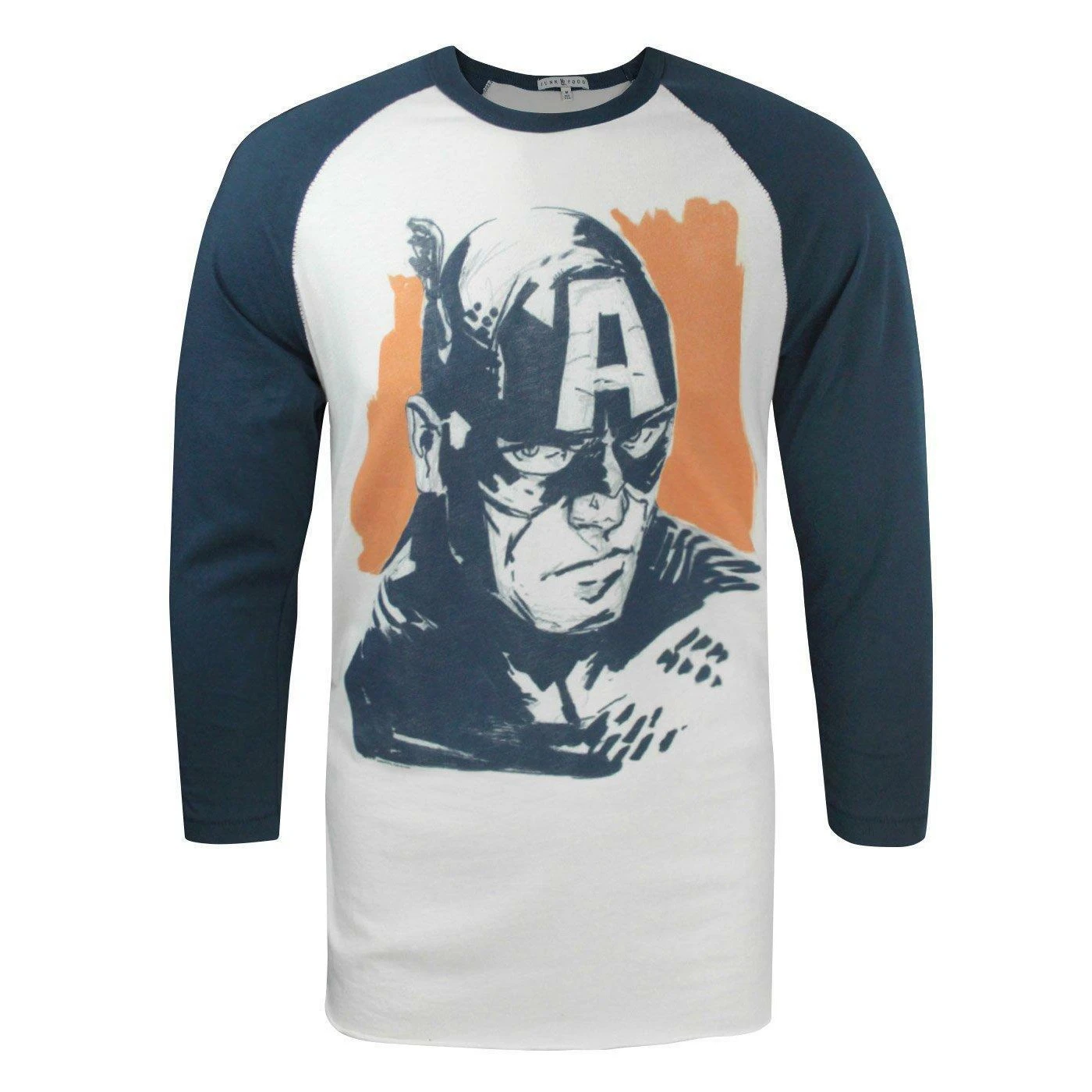 Junk Food Mens Captain America Raglan T-Shirt (Beige) - NS8105