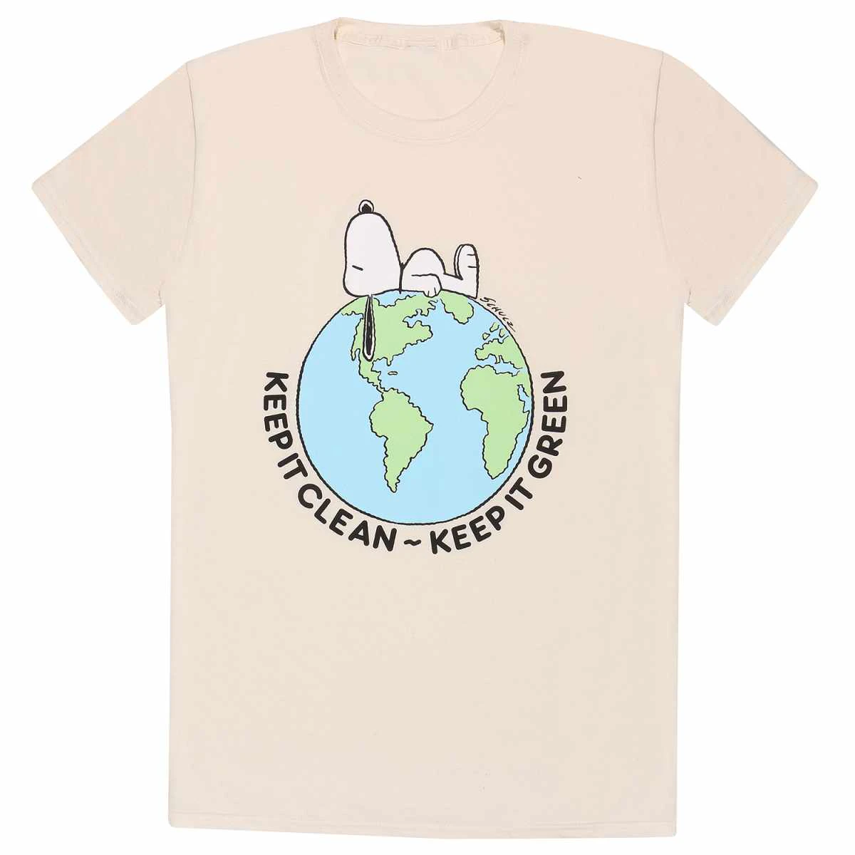 Peanuts Unisex Adult Keep It Clean Snoopy T-Shirt (Natural) - HE1724