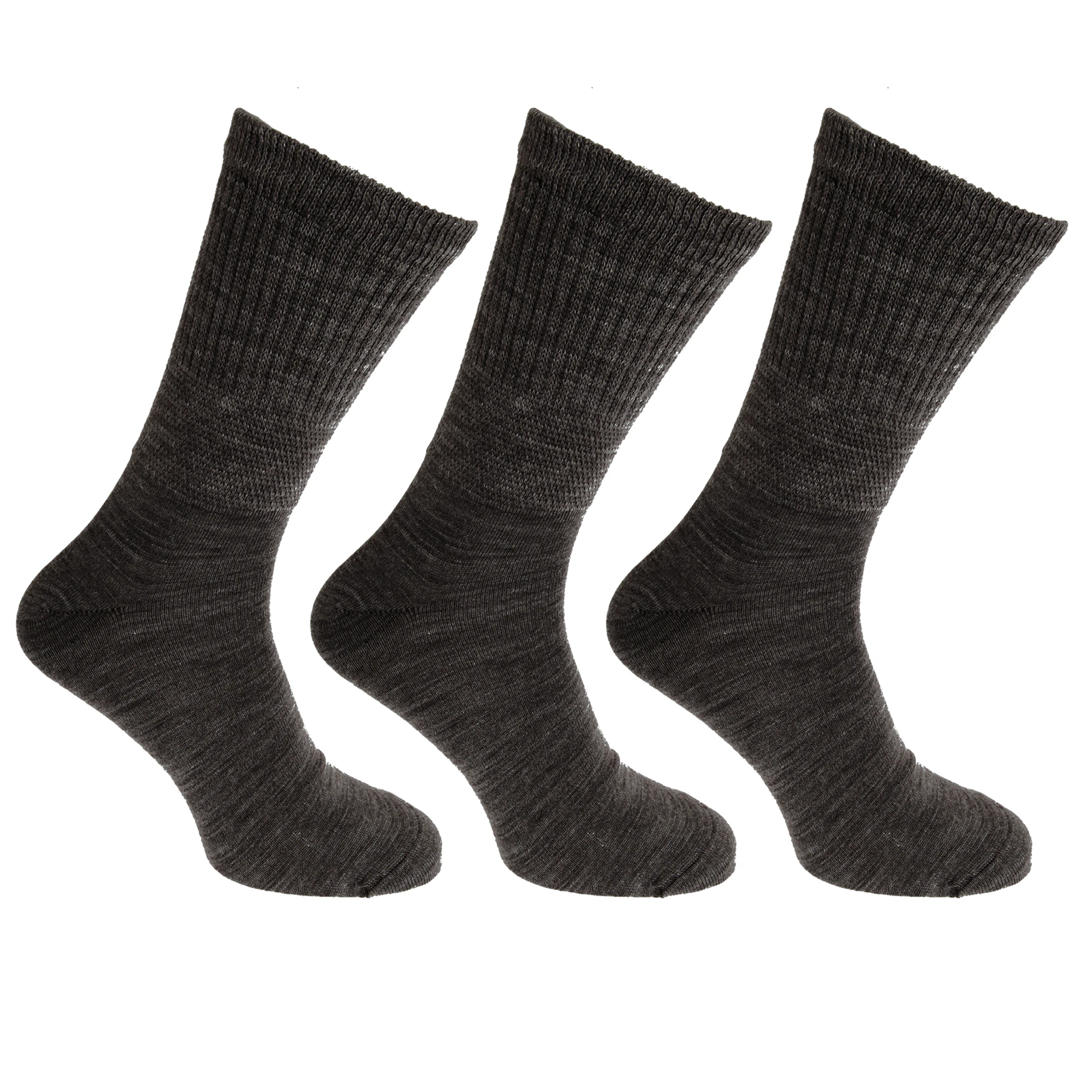 Mens Lambs Wool Blend Diabetic Extra Wide Socks (3 Pairs) (Charcoal) - MB534