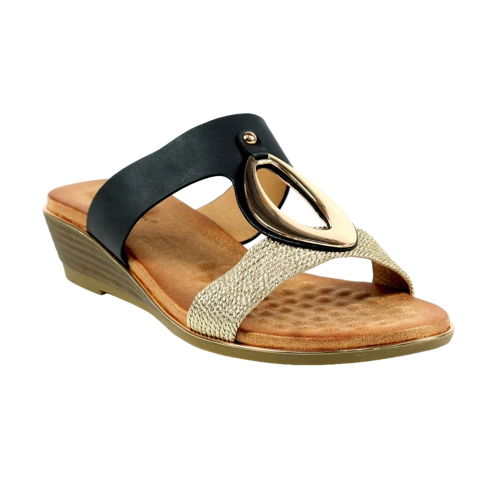 Lunar Womens Porto Wedge Heel Sandals (Black) - GS688