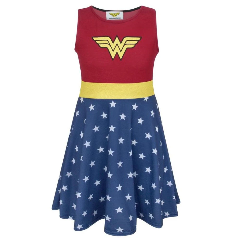 Wonder Woman Girls Costume Dress (Red/Blue/Gold) - NS6238