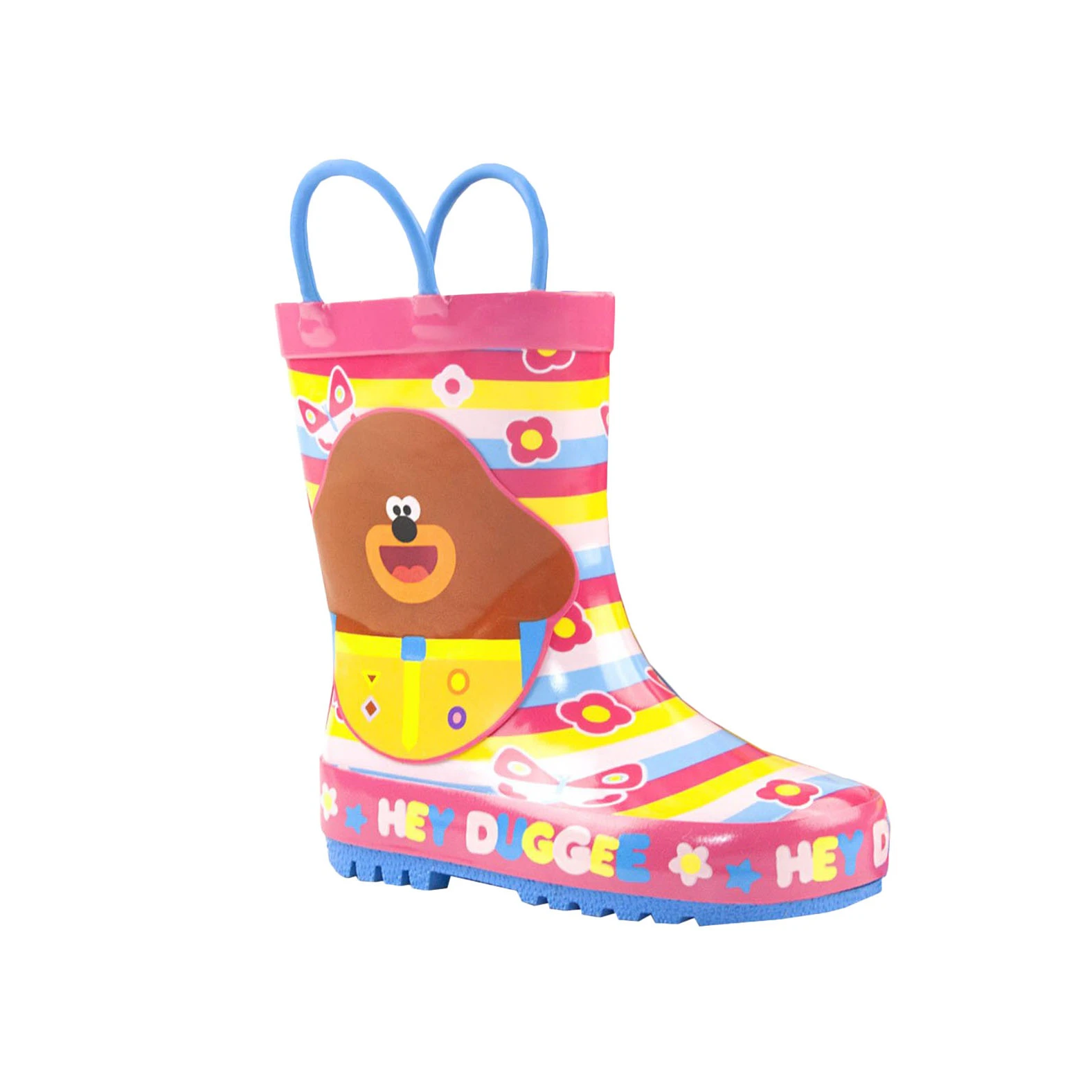 Hey Duggee Girls Flowers And Butterflies Wellington Boots (Pink/Yellow/Blue) - NS6184