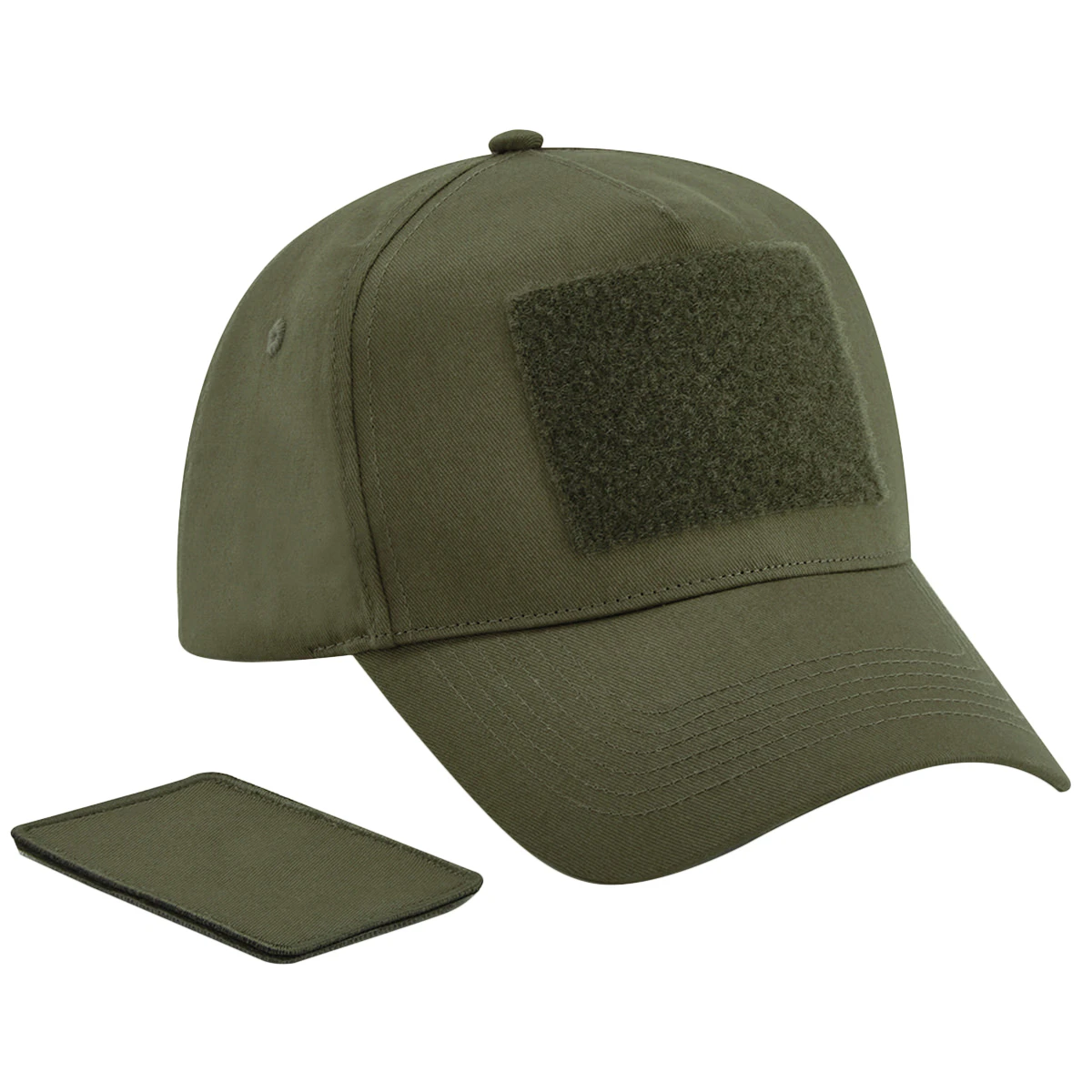 Beechfield 5 Panel Removable Patch Baseball Cap (Military Green) - PC4941