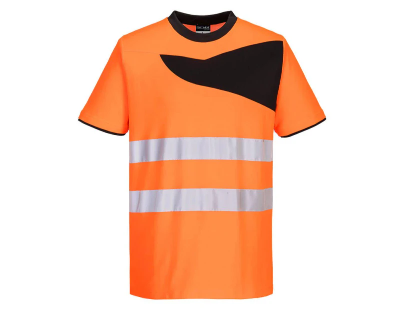 Portwest Mens PW2 Cotton High-Vis Safety T-Shirt (Orange/Black) - PW553