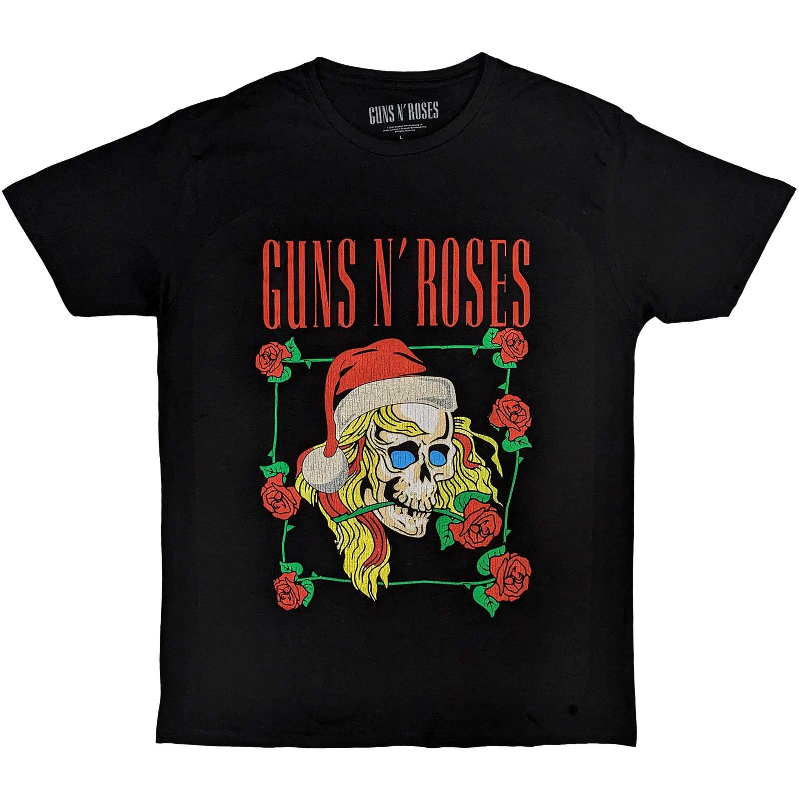 Guns N Roses Unisex Adult Holiday Skull Christmas T-Shirt (Black) - RO9425