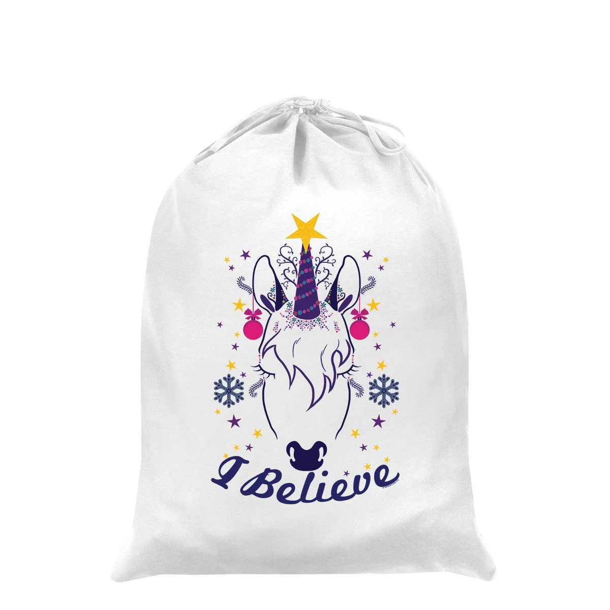 Grindstore I Believe Unicorn Christmas Santa Sack (White) - GR4936