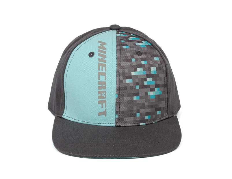 Minecraft Childrens/Kids Diamond Snapback Cap (Black/Blue) - NS6903