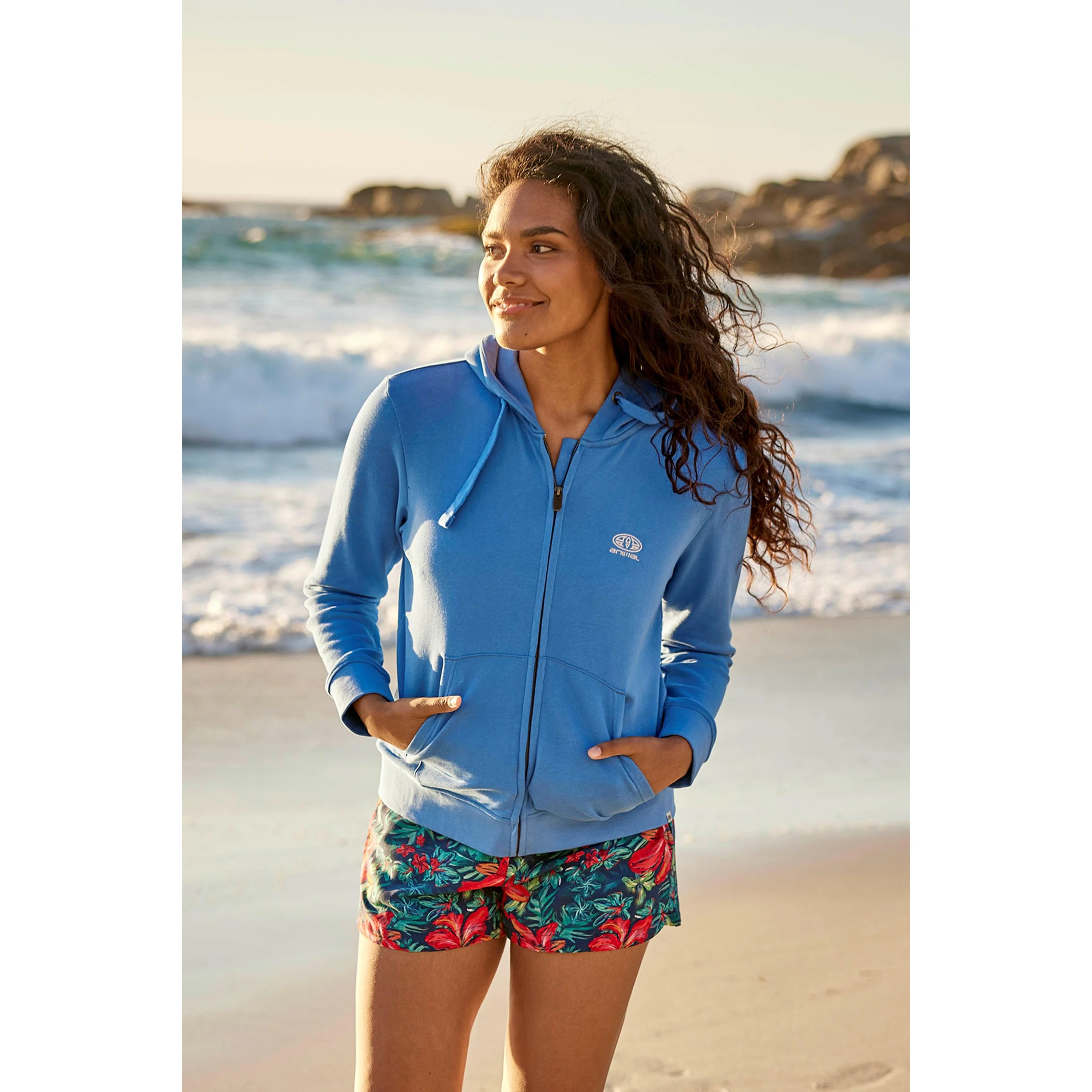 Animal Womens Nikki Organic Zipped Hoodie (Bright Blue) - MW594