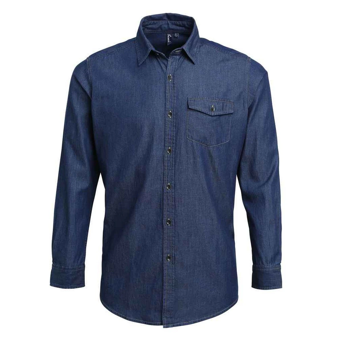 Premier Mens Denim Contrast Stitching Shirt (Indigo Denim) - PC6049