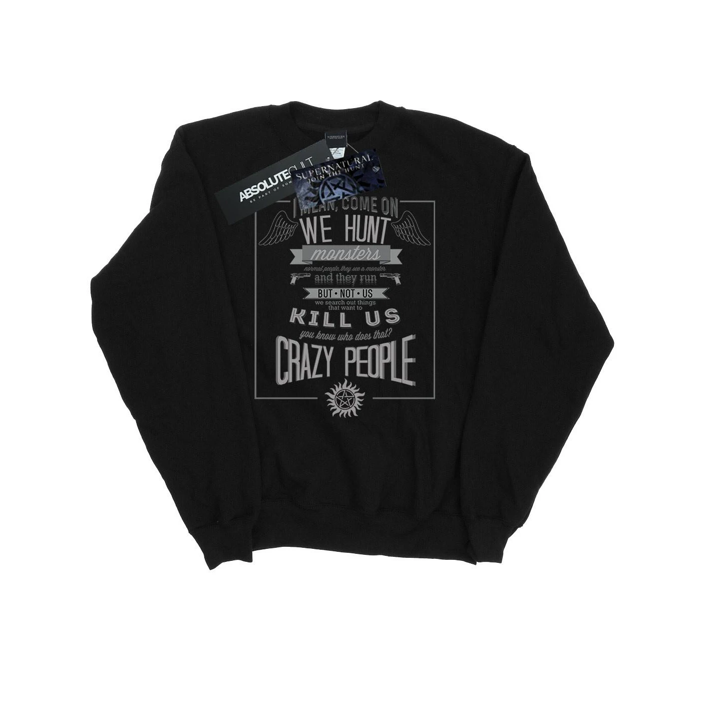 Supernatural Mens Crazy People Sweatshirt (Black) - BI45180