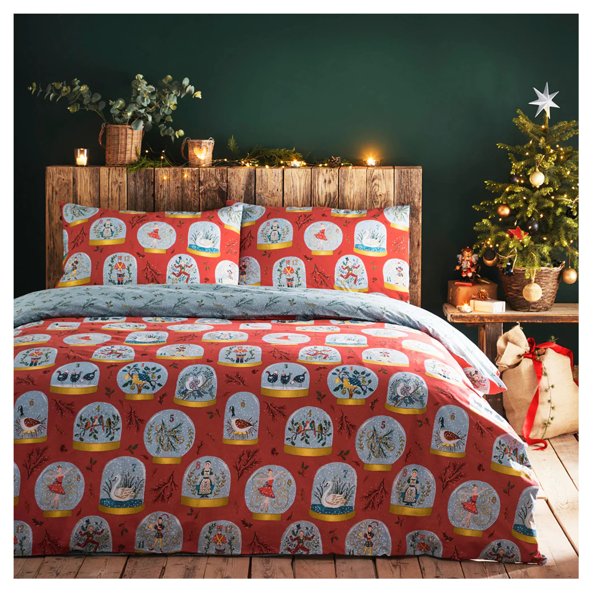 Furn Twelve Days of Christmas Duvet Cover Set (Red) - RV1837