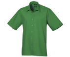 Premier Mens Short Sleeve Formal Poplin Plain Work Shirt (Emerald) - RW1082