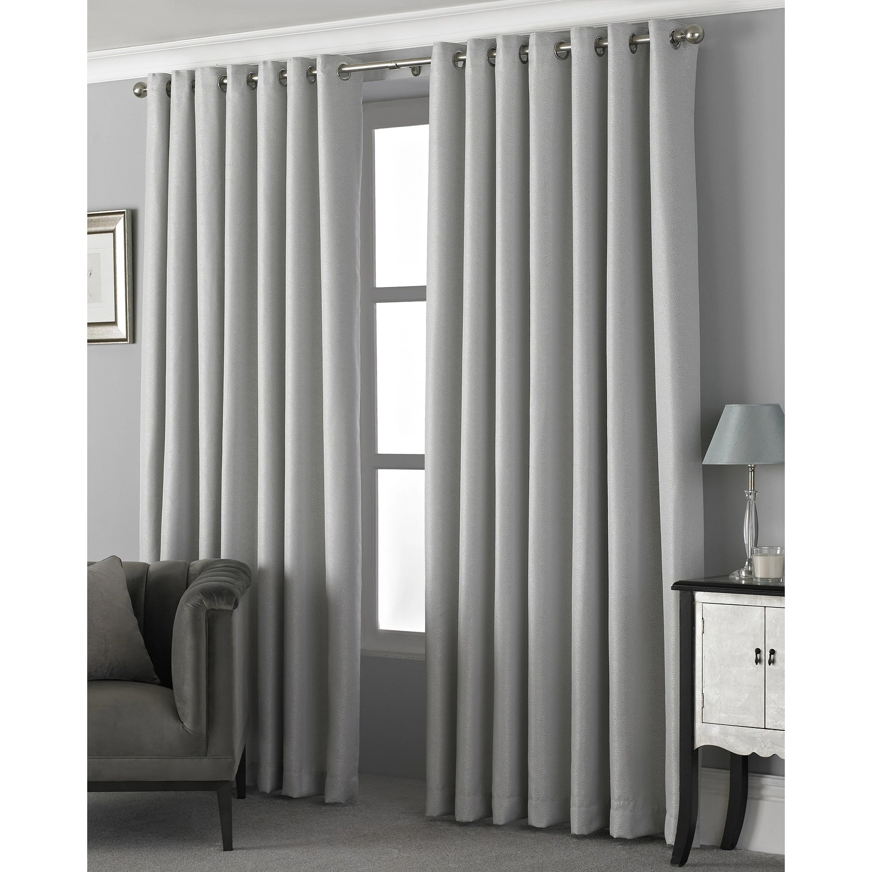 Riva Home Pendleton Ringtop Eyelet Curtains (Silver) - RV1211