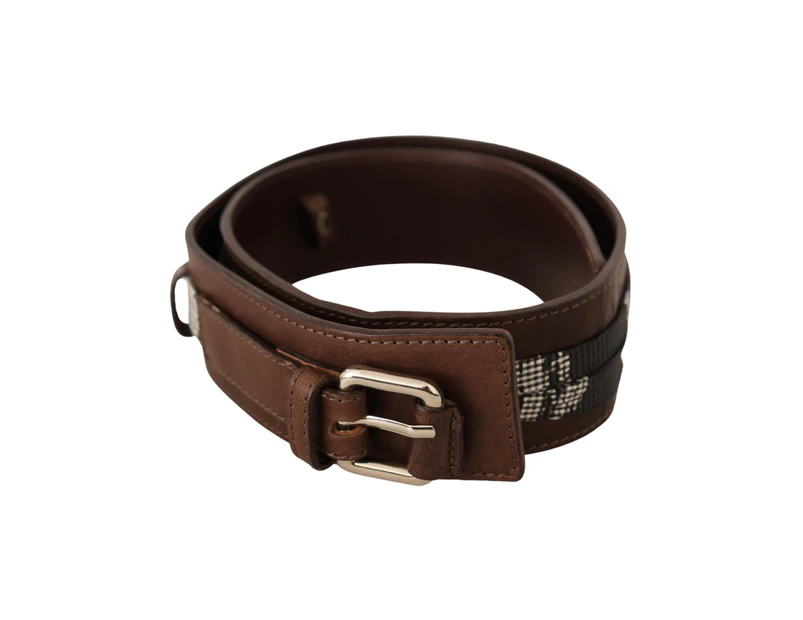 C&#8217;N&#8217;C&#8217; Costume National Fashion Belt with Silver Tone Buckle - Brown