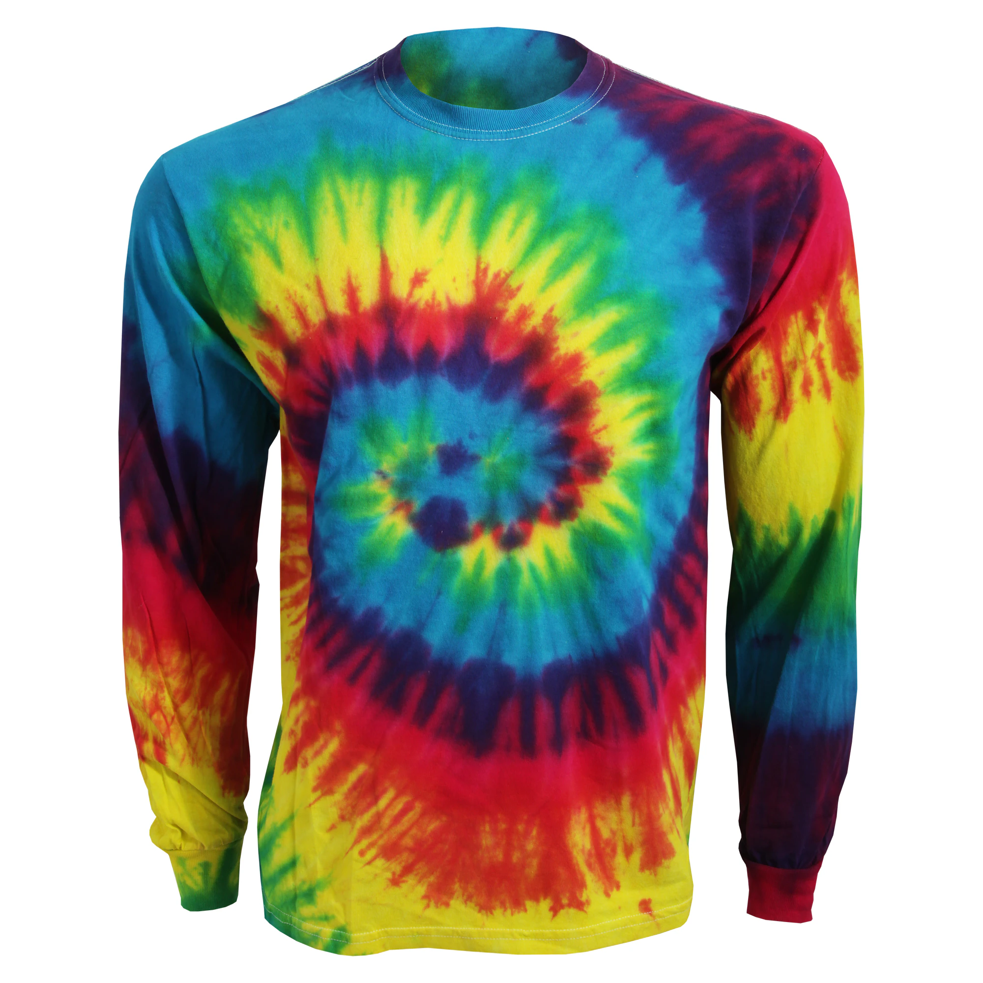 Colortone Adults Unisex Long Sleeve Tie-Dye T-Shirt (Rainbow) - RW3292