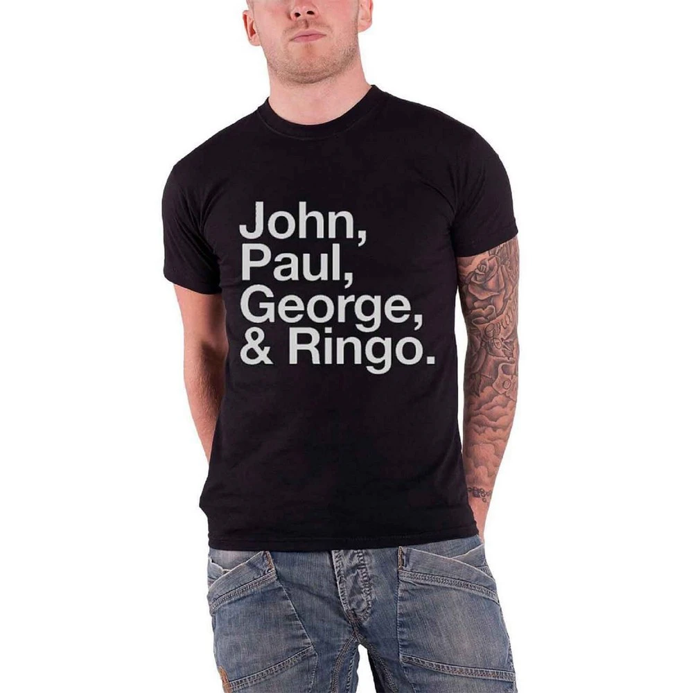 The Beatles Unisex Adult John Paul George & Ringo T-Shirt (Black) - RO1461