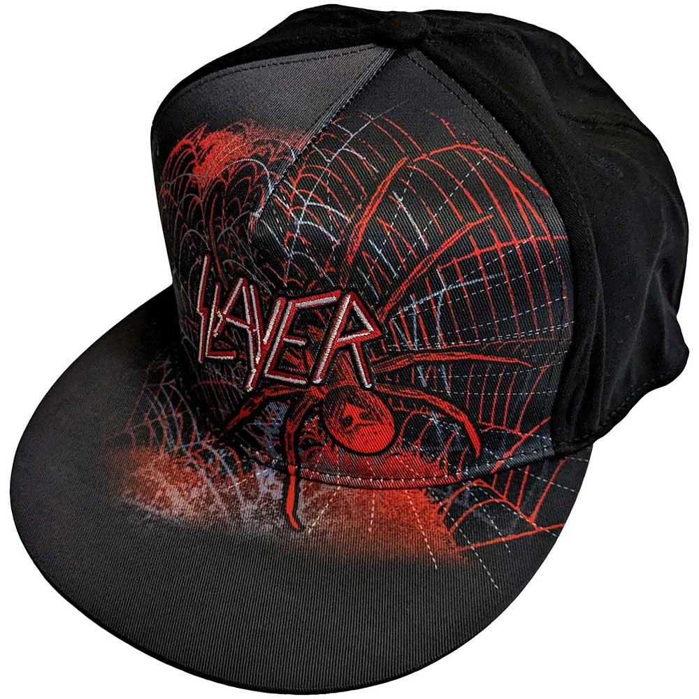 Slayer Unisex Adult Spider Web Snapback Baseball Cap (Black/Red) - RO10131