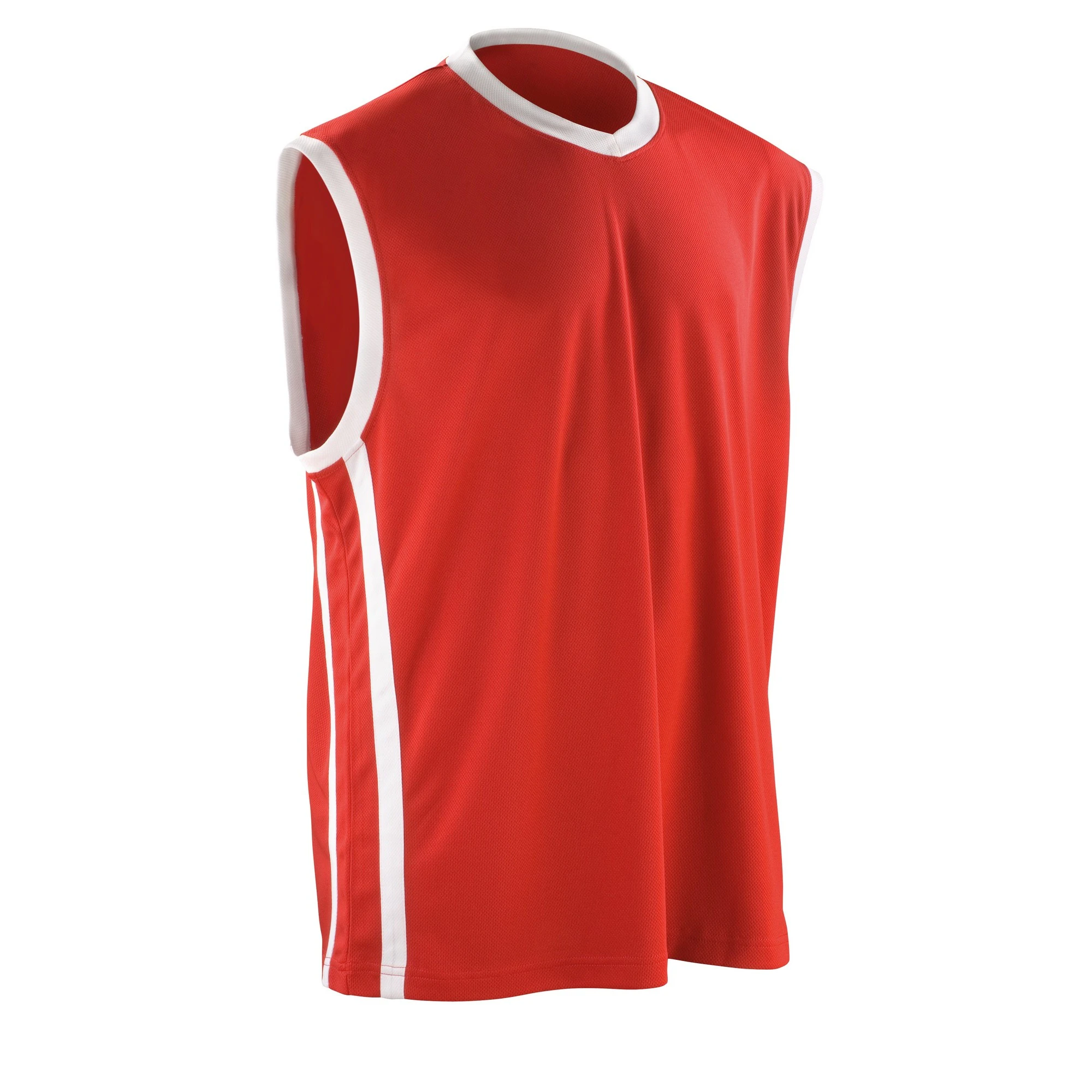 Spiro Mens Basketball Quick Dry Sleeveless Top (Red / White) - RW4778