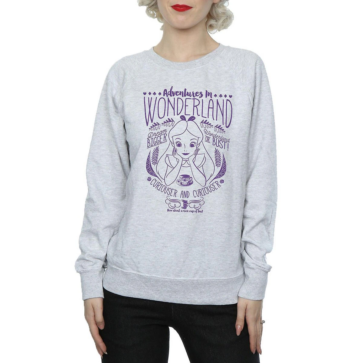 Alice In Wonderland Womens Adventures Heather Sweatshirt (Grey) - BI863