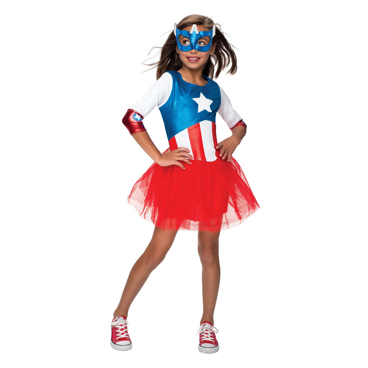 Captain America Girls Dream Metallic Costume (Red/Blue/White) - BN5208