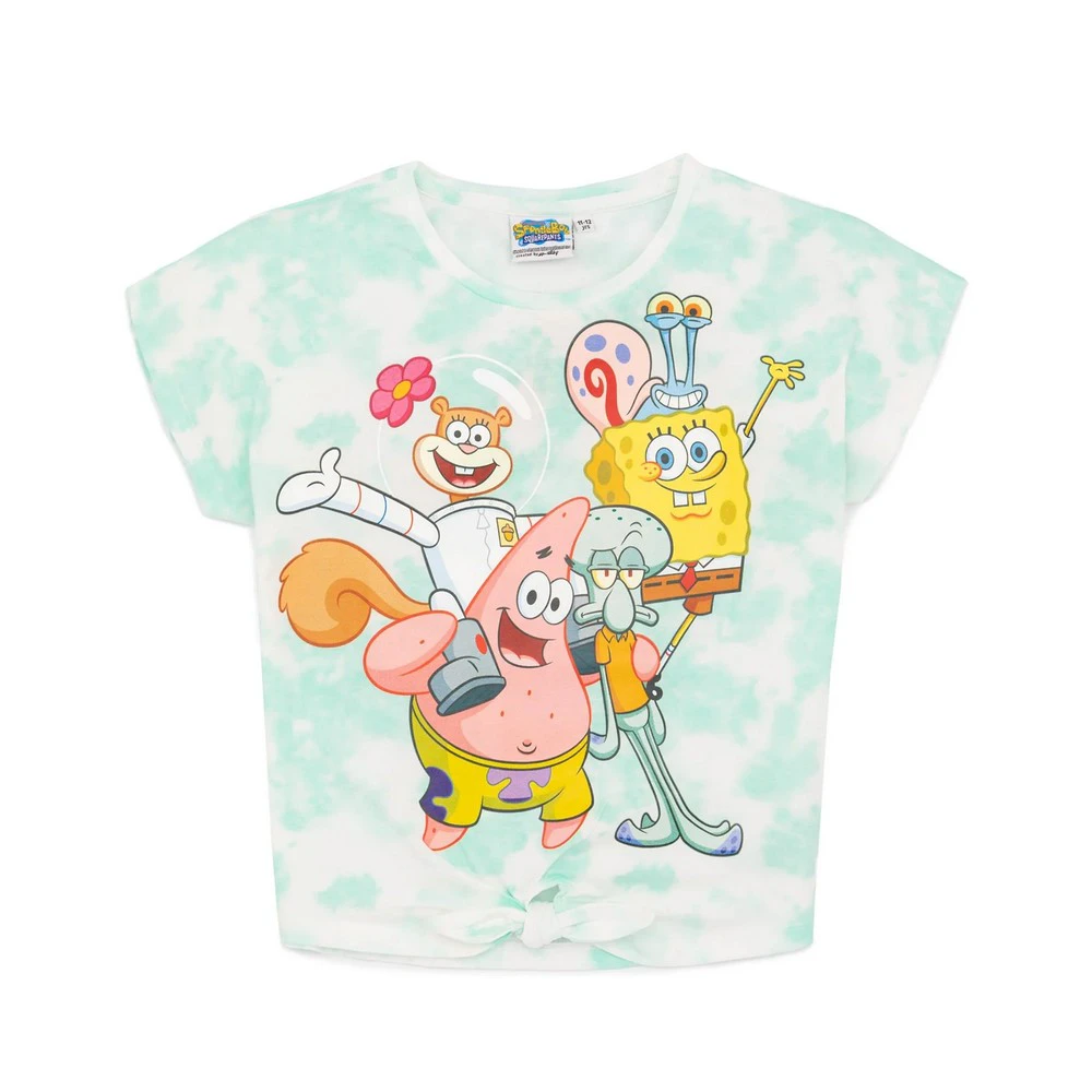 SpongeBob SquarePants Girls Front Tie Top (White/Blue) - NS6907