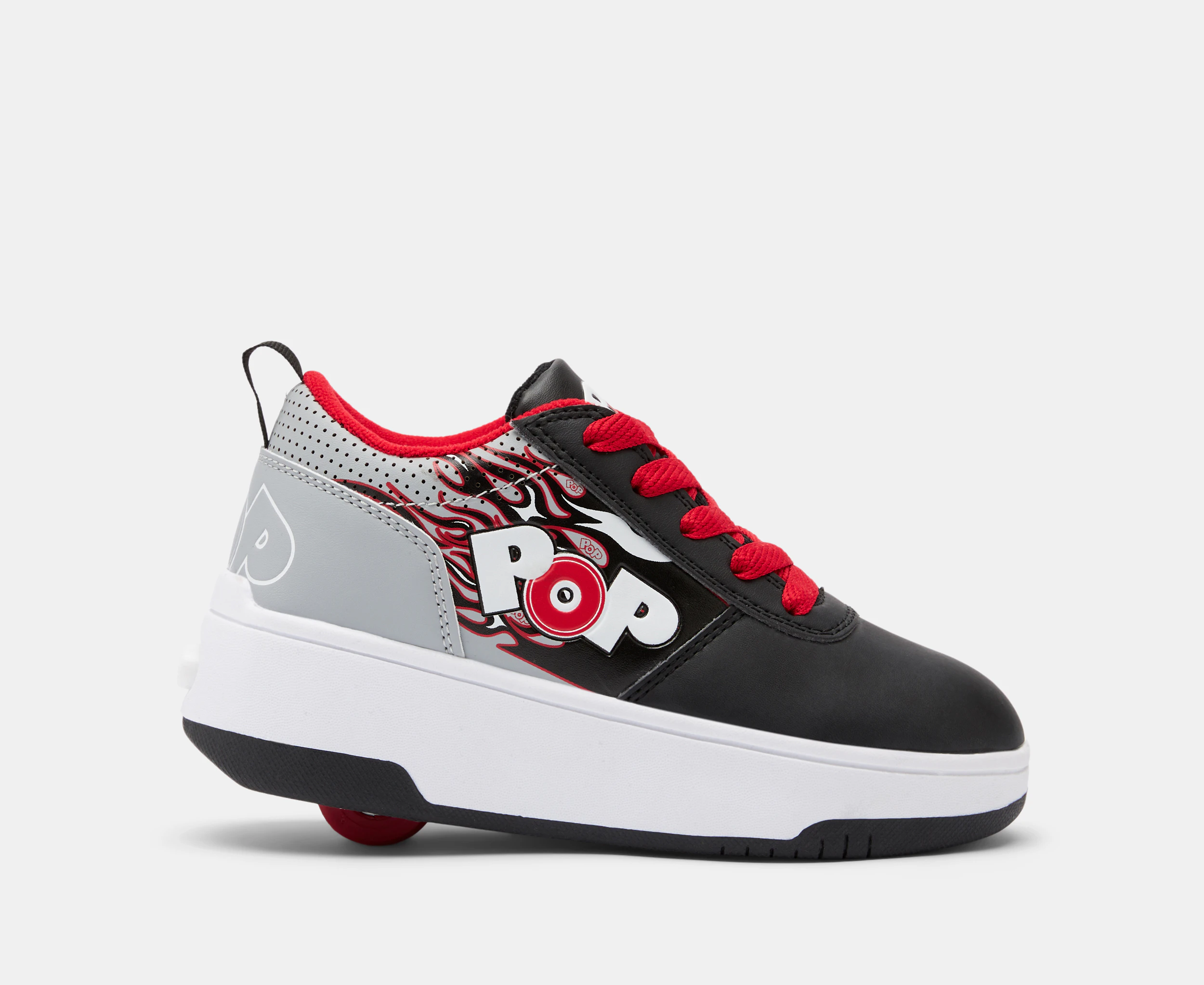 Heelys Boys' POP Dash Skate Shoes - Black/Grey/Red Flame