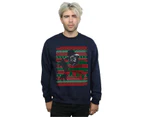 A Nightmare On Elm Street Mens Christmas Fair Isle Sweatshirt (Navy Blue) - BI42946