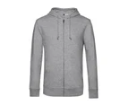 B&C Mens Organic Zipped Hoodie (Heather Grey) - RW8037