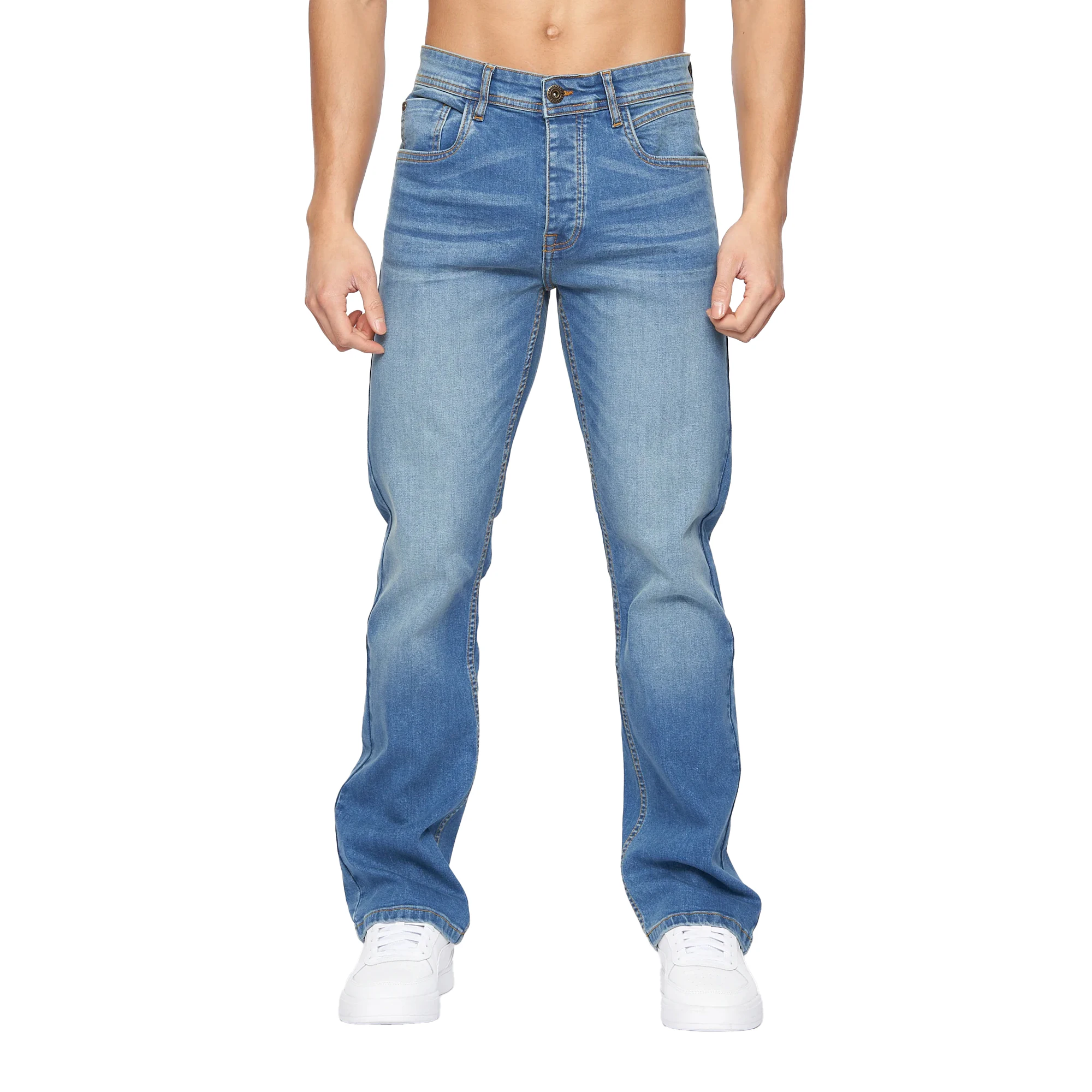 Crosshatch Mens Winsbury Bootcut Jeans (Stone Wash) - BG1357