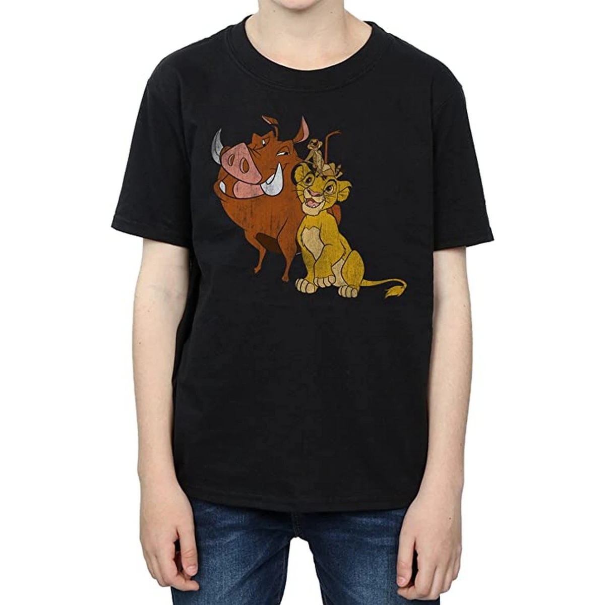 The Lion King Boys Simba, Timon And Pumbaa Cotton T-Shirt (Black) - BI861