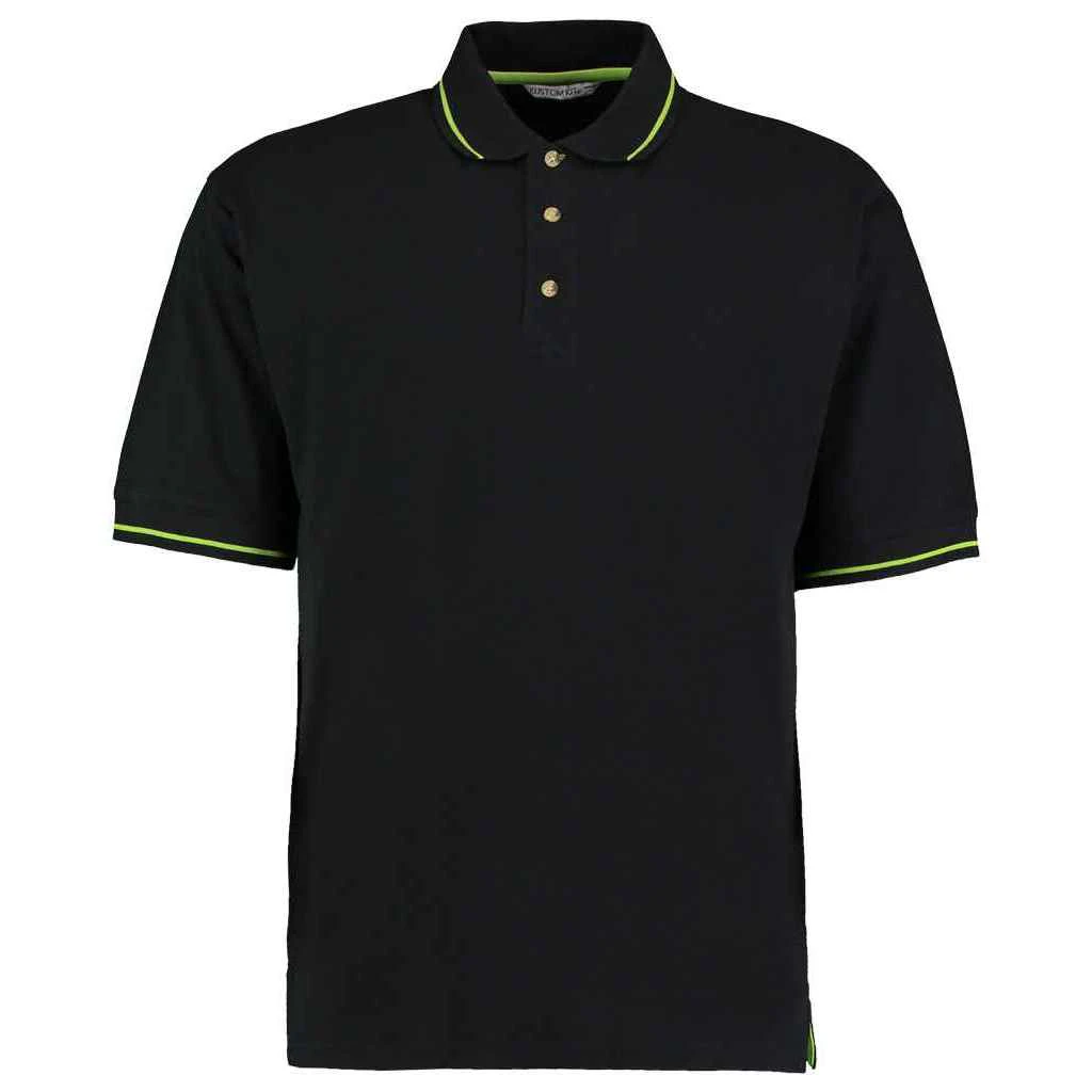 Kustom Kit Mens Polo Shirt (Black/Lime) - PC6460