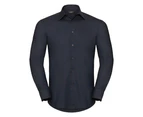 Russell Collection Mens Long Sleeve Easy Care Tailored Oxford Shirt (Black) - BC1015