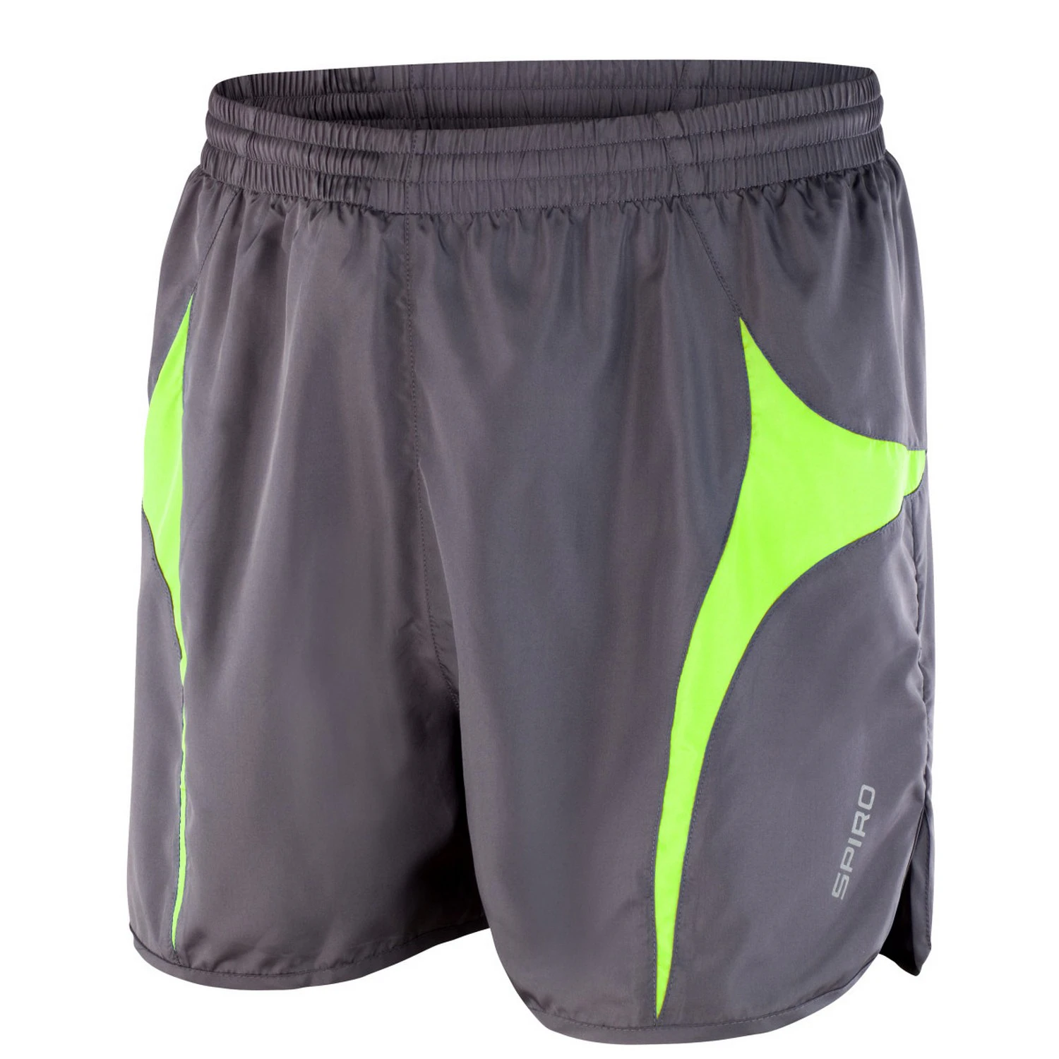 Spiro Mens Micro-Lite Running Shorts (Grey/Lime) - PC6814