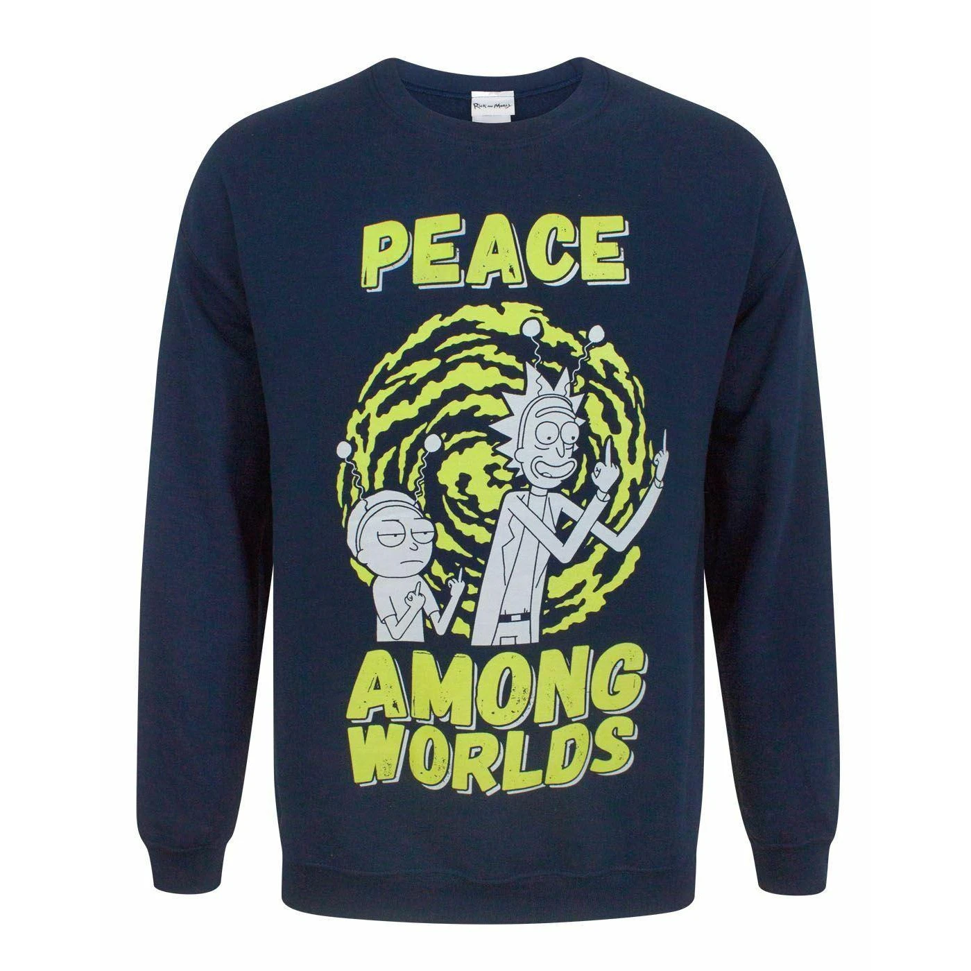 Rick And Morty Mens Peace Among Worlds Sweatshirt (Navy Blue) - NS7314