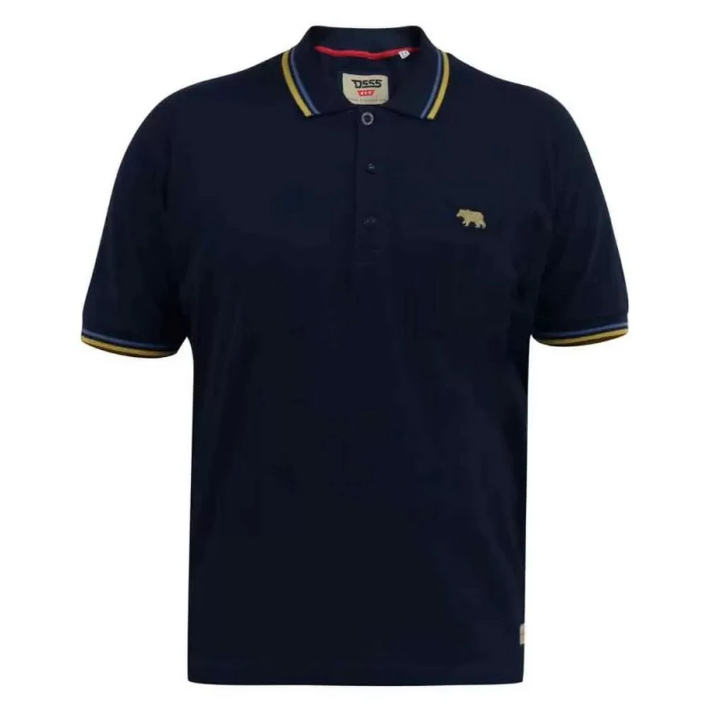 D555 Mens Hamford 1 Tipped Pique Ribbed Collar Kingsize Polo Shirt (Dark Navy) - DC507