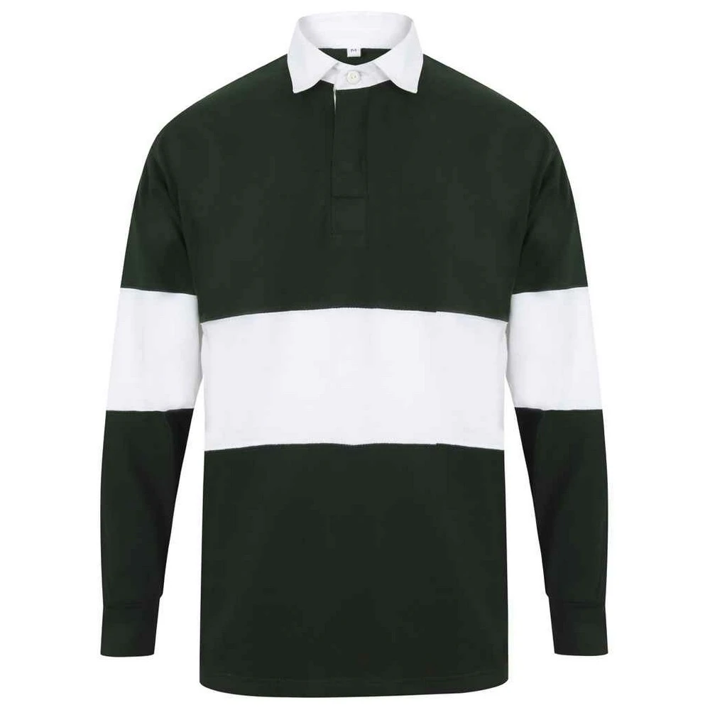 Front Row Unisex Adult Panelled Rugby Shirt (Bottle/White) - PC6034