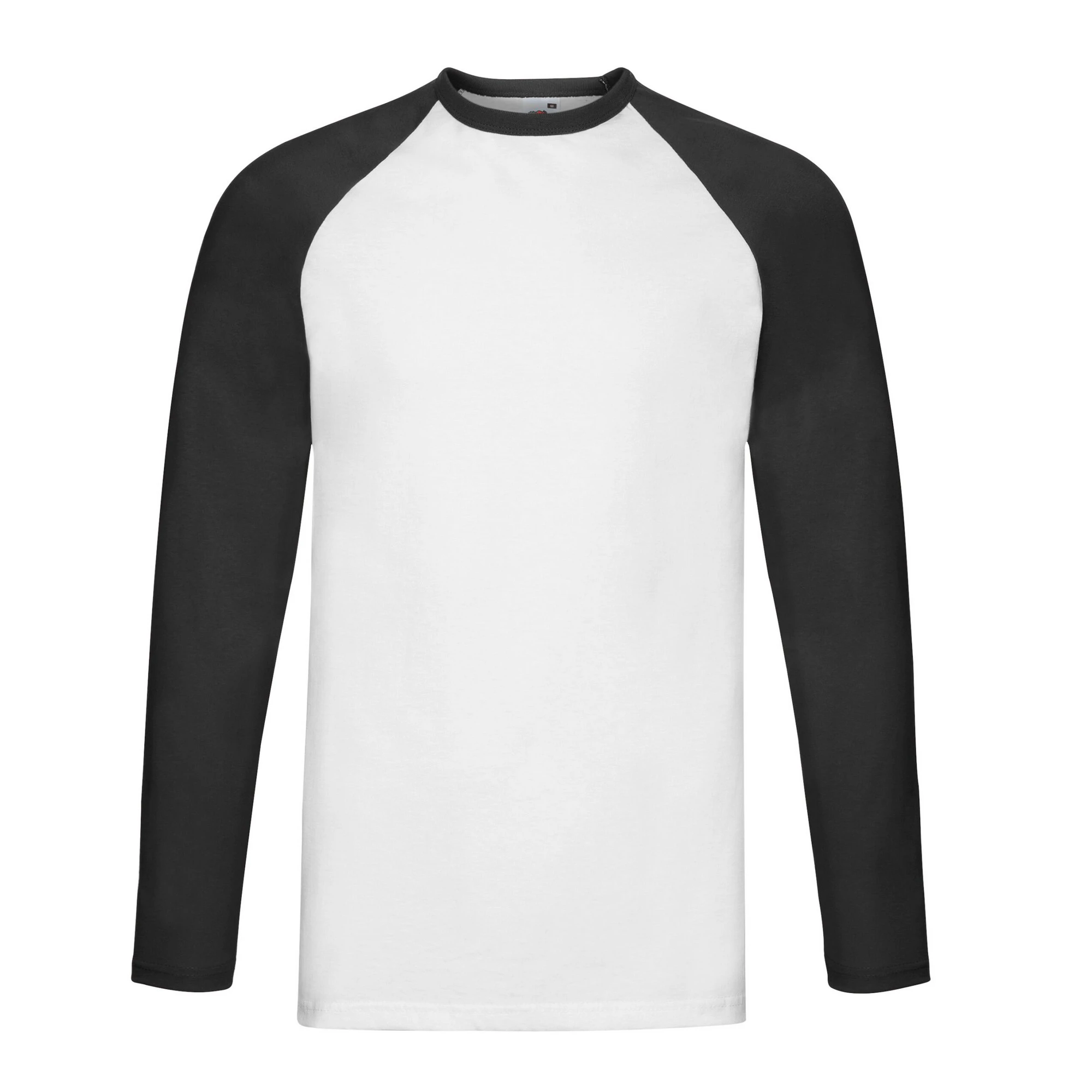 Fruit of the Loom Unisex Adult Contrast Long-Sleeved Baseball T-Shirt (White/Black) - PC5798