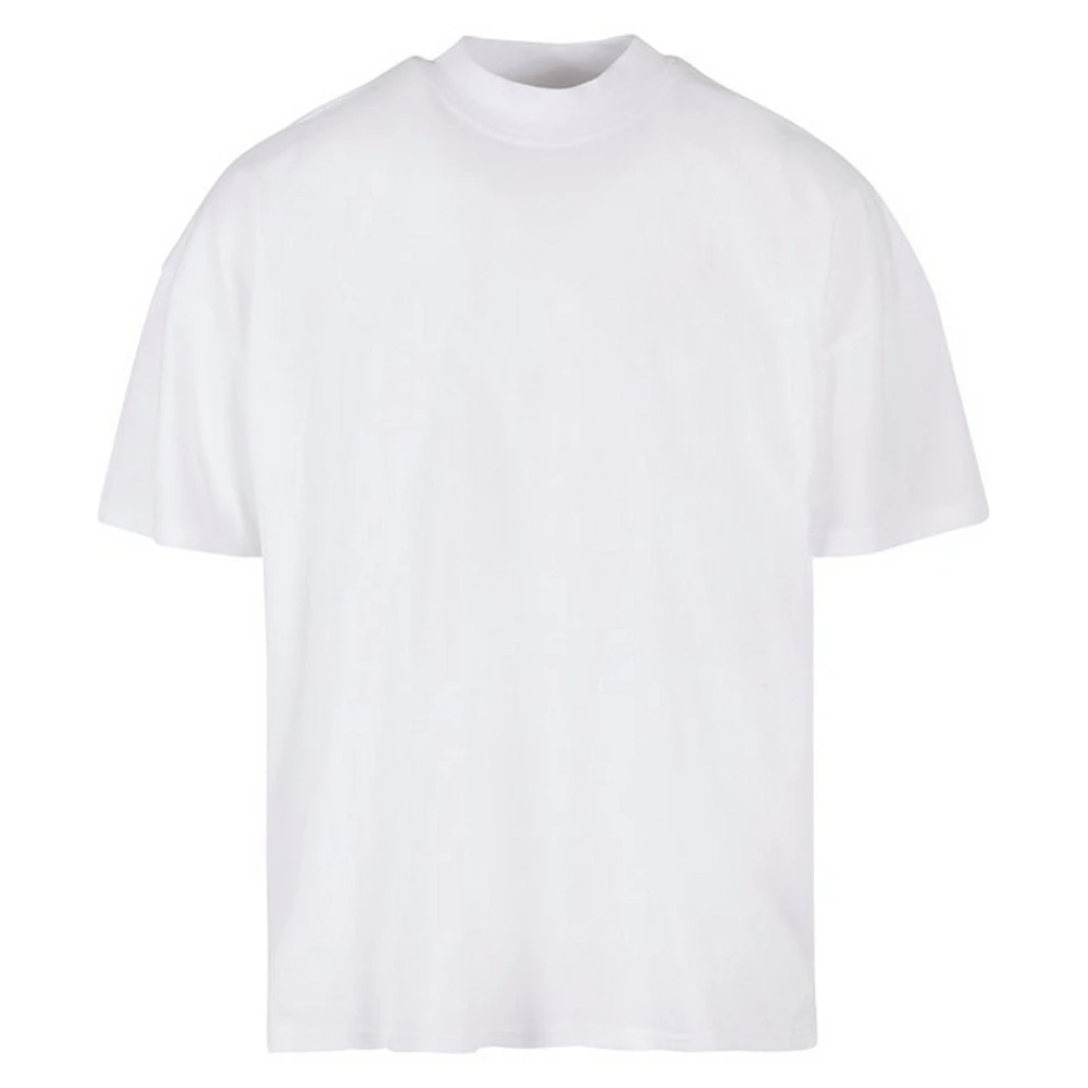 Build Your Brand Mens Mock Neck Oversized T-Shirt (White) - RW8990